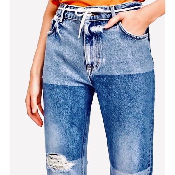 Free People Patchwork Distressed Jeans - Picture 4 of 15